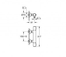 MEDIDAS TERMOSTATICA DUCHA GROHTHERM 500 GROHE